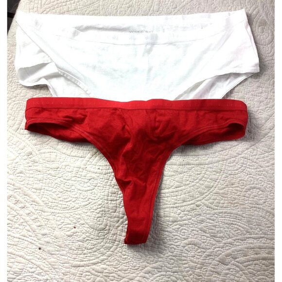 Victoria's Secret Other - Set of 2 Victorias Secret White Hipster Bikini Panties XL NWOT*Red Thong L NWT